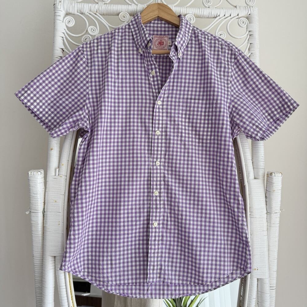 J. Press Shirt Mens Medium Purple Gingham Check Button Down Ivy League Preppy
